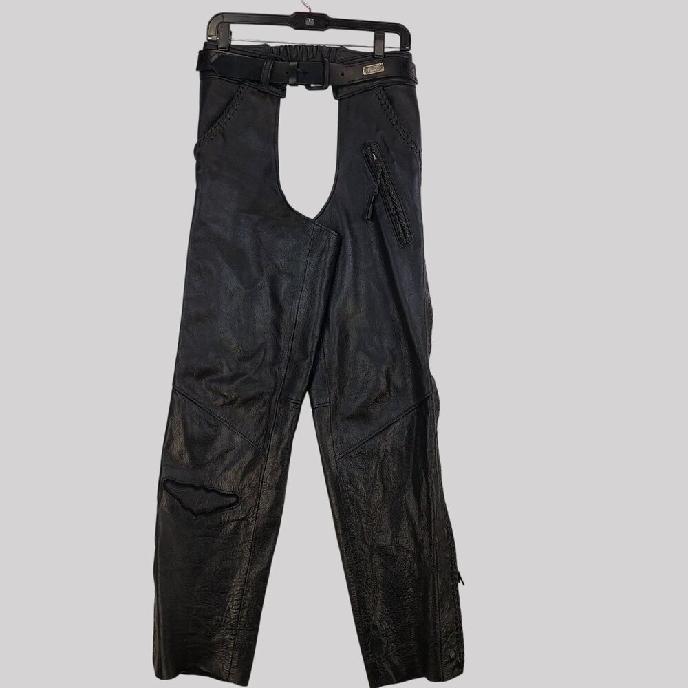 Harley Davidson Motorcycles Willie-G Leather Chaps Biker Braided USA Women's M